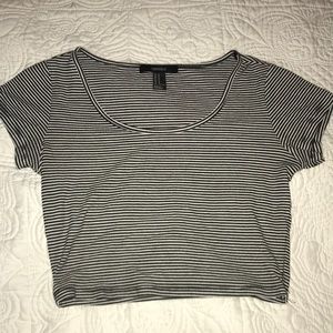 Black and white striped crop top